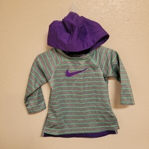 Nike Kids Hoodie with Purple and Green Stripes